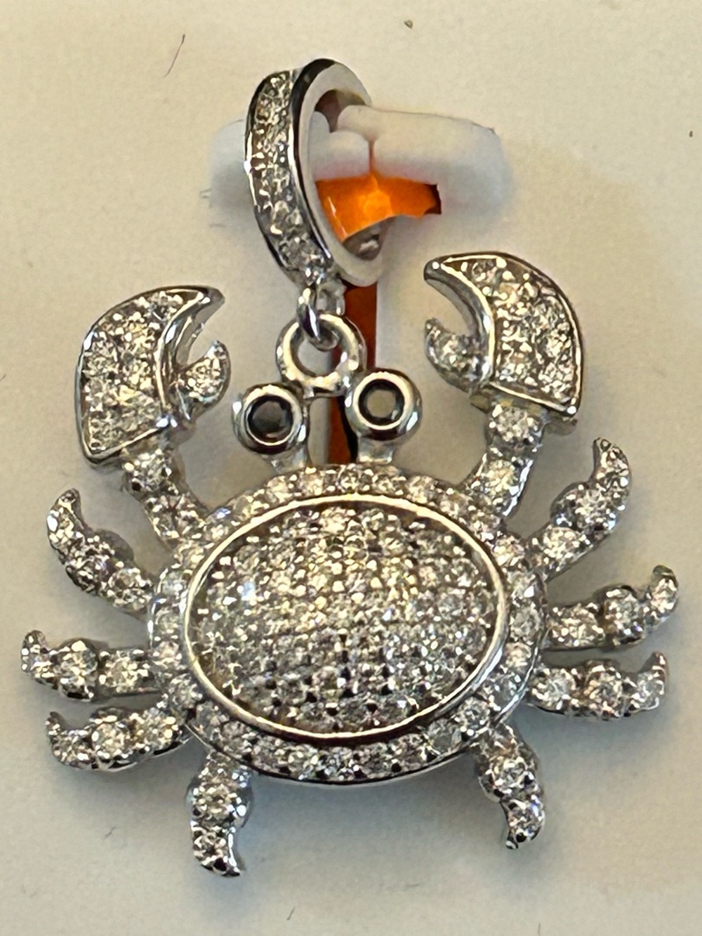 2.00CTW Moissanite 💎 Pavé Crab 🦀 Pendant Shimmers in 925 Sterling Silver